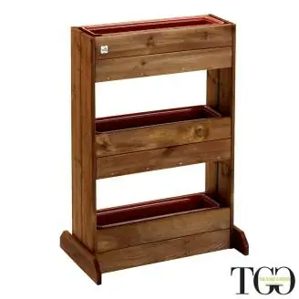 Orto verticale in legno a tre ripiani MissFlora dritto 71 x 34 x 103 cm