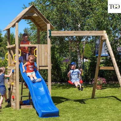 Scivolo e Altalena in legno Fungoo Carol 2 gioco in legno per giardino