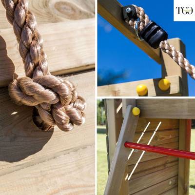 Scivolo Altalena e Arrampicata in legno Fungoo Carol 3 gioco in legno per giardino