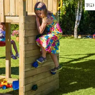 Scivolo Altalena e Arrampicata in legno Fungoo® Carol 3 Bianco gioco in legno per giardino