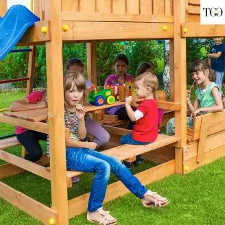 Casetta giardino per bambini con scivolo Fungoo MyHOUSE FREE TIME BEACH gioco in legno per giardino