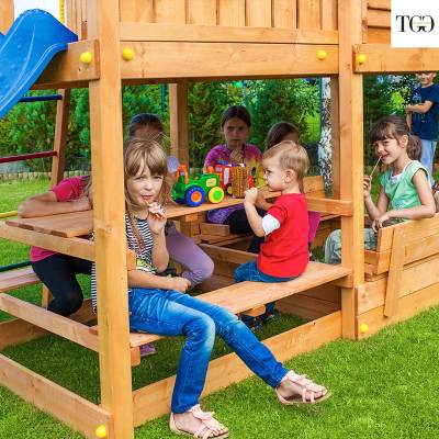 Casetta giardino per bambini con scivolo Fungoo MY HOUSE FREE TIME BEACH gioco in legno per giardino