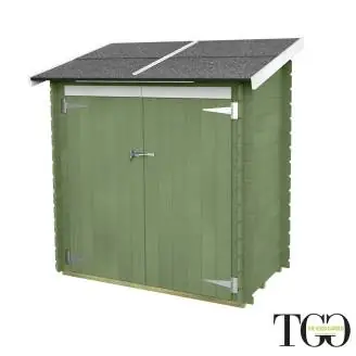 Casetta in legno Per Attrezzi Berto Addossato color Salvia con porta doppia 155x85 cm