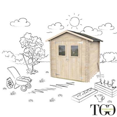 Casetta in legno 2x2 Per Attrezzi Jack con porta doppia finestrata