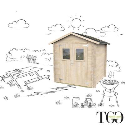 Casetta in legno 2x2 Per Attrezzi Jack con porta doppia finestrata