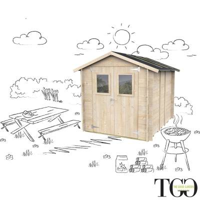 Casetta in legno 2x2,5 Per Attrezzi Jack con porta doppia finestrata