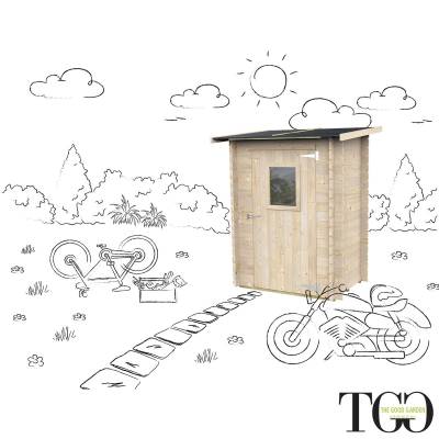 Casetta in legno 1,5x1 m Addossato Jack Per Attrezzi con porta singola finestrata Jack naturale