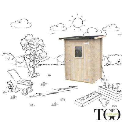 Casetta in legno 1,5x1 m Addossato Jack Per Attrezzi con porta singola finestrata Jack naturale