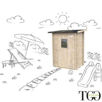 Casetta in legno 1,5x1 m Addossato Jack Per Attrezzi con porta singola finestrata Jack naturale