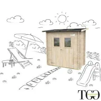 Casetta in legno 2x1 m Addossata Jack Per Attrezzi con porta doppia finestrata 198x98 cm