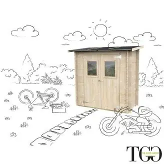 Casetta in legno 2x1 m Addossata Jack Per Attrezzi con porta doppia finestrata 198x98 cm