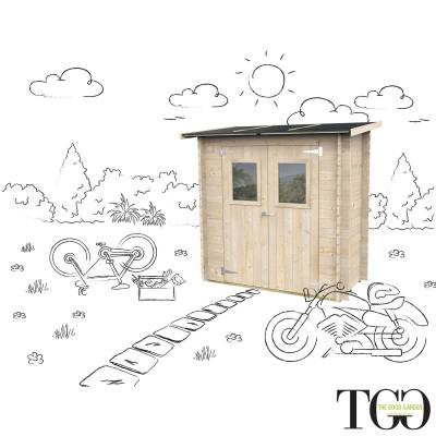 Casetta in legno 2x1 m Addossata Jack Per Attrezzi con porta doppia finestrata