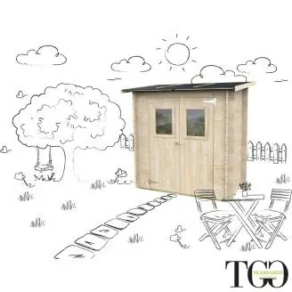 Casetta in legno 2x1 m Addossata Jack Per Attrezzi con porta doppia finestrata 198x98 cm