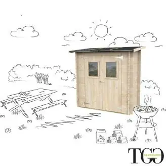 Casetta in legno 2x1 m Addossata Jack Per Attrezzi con porta doppia finestrata 198x98 cm