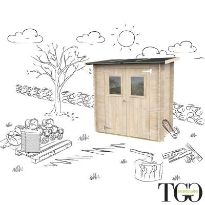 Casetta in legno 2x1 m Addossata Jack Per Attrezzi con porta doppia finestrata