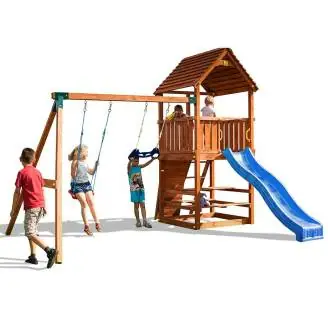 Scivolo Altalene e Arrampicata in legno Fungoo® JOY MOVE gioco in legno per giardino