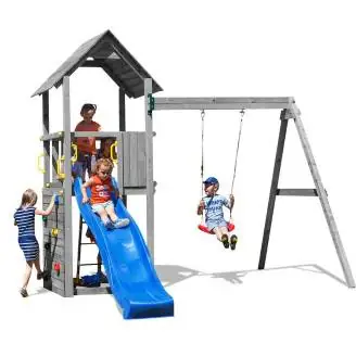 Scivolo e Altalena in legno Fungoo® Carol 2 colore Grigio gioco da Giardino