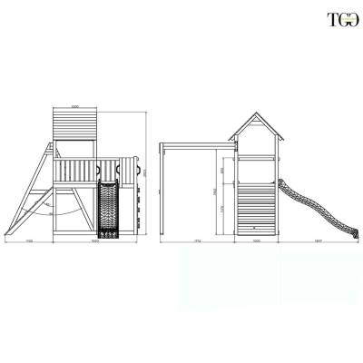 Giochi da giardino - Scivolo Altalena e Arrampicata in legno Grigio