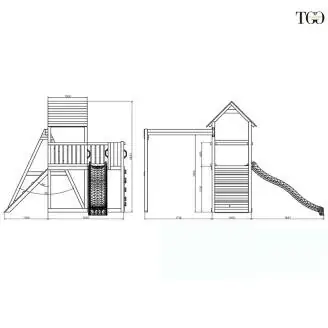 Scivolo Altalena e Arrampicata in legno Fungoo® Carol 3 Bianco gioco in legno per giardino