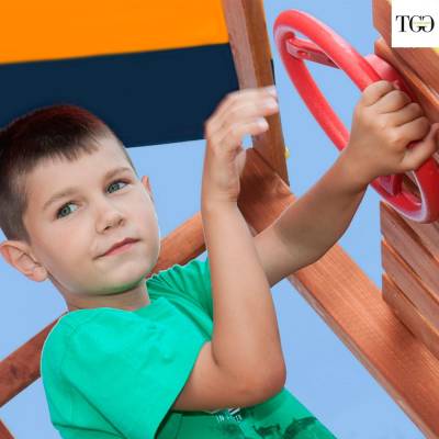 Altalena e Scivolo Parco giochi con tetto Fungoo FLAPPI giochi da giardino in legno