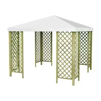 RedGT - Gazebo da Giardino 3x3 in Legno con Grigliati e Copertura Antigrandine