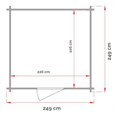 Casetta in legno 2,5x2,5 Per Attrezzi Willa  con porta doppia finestrata 249x249 cm