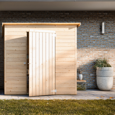 Casetta in legno da giardino addossata Lady 2x1 cm personalizzabile spessore 19mm