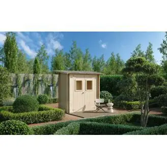 Casetta in legno 2x1 m Addossata Jack Per Attrezzi con porta doppia finestrata 198x98 cm