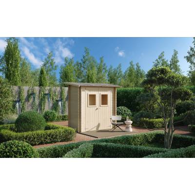 Casetta in legno 2x1 m Addossata Jack Per Attrezzi con porta doppia finestrata 198x98 cm