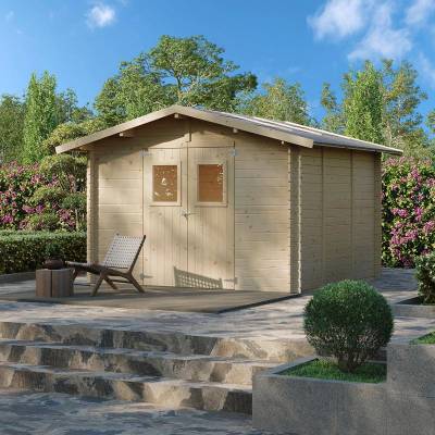 Casetta in legno da giardino Carlotta 3x3 m con Porta Doppia Finestrata - PAVIMENTO OPZIONALE