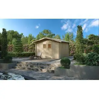 Casetta in legno da giardino Carlotta 3x3 m con Porta Doppia Finestrata - PAVIMENTO OPZIONALE