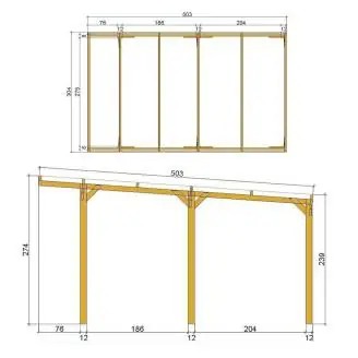 CarPort - Pergola da Giardino 3x5 in Legno per Auto