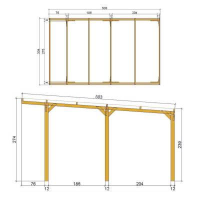 CarPort - Pergola da Giardino 3x5 in Legno per Auto