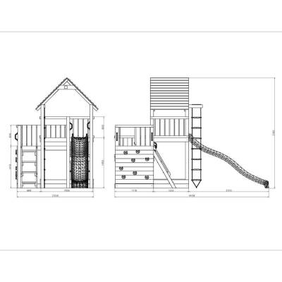 Parco giochi in legno Fungoo BIG LEADER Casetta, Scivolo, Arrampicata, Sabbiera