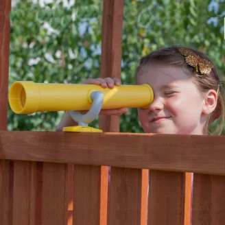 Casetta con scivolo Fungoo Giant colore Teak, con Arrampicata e Sabbiera