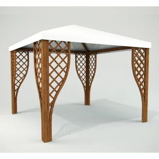 Shelter - Gazebo da Giardino 3x3 in Legno Colore Noce con Grigliati e Copertura Antigrandine