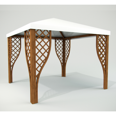 Shelter - Gazebo da Giardino 3x3 in Legno Colore Noce con Grigliati e Copertura Antigrandine