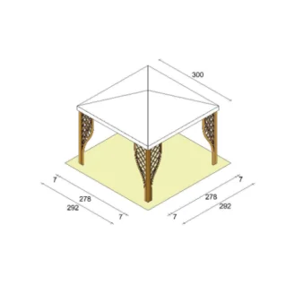 Shelter - Gazebo da Giardino 3x3 in Legno Colore Noce con Grigliati e Copertura Antigrandine