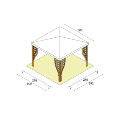 Shelter - Gazebo da Giardino 3x3 in Legno Colore Noce con Grigliati e Copertura Antigrandine