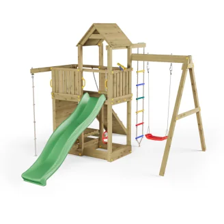 Fungoo ACTIVER KDI Casetta in legno con scivolo, altalena e scala