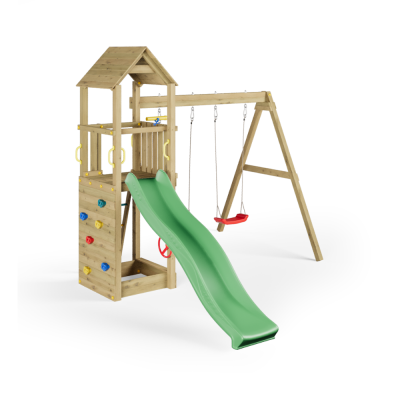 Altalena e Scivolo Parco giochi con casetta Fungoo FLAPPI giochi da giardino in legno