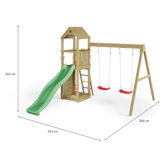 Altalena e Scivolo Parco giochi con casetta Fungoo FLAPPI giochi da giardino in legno