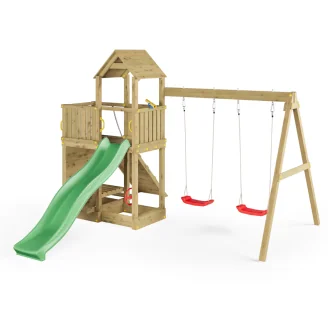 Parco giochi con Altalena e Casetta Fungoo FLOPPI giochi da giardino in legno