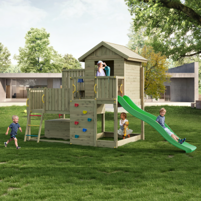 Casetta in legno per bambini con scivolo - parco giochi da giardino Fungoo Sweet House