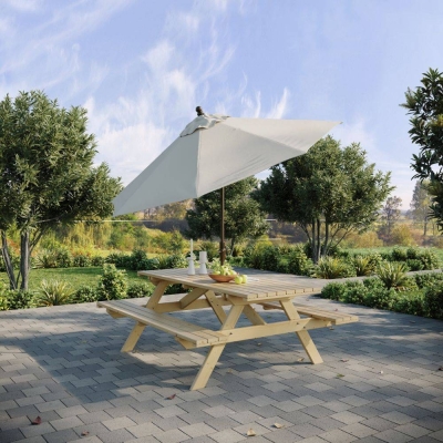 Set birreria tavolo da picnic con panchina in legno Happytime 35mm per giardino e terrazzo 180 x 150 x 70 cm