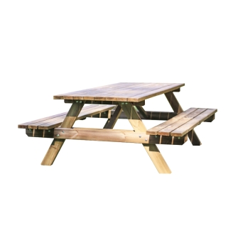 Set tavolo da picnic in legno Happytime 35 mm 180x150x70 cm + Ombrellone 3x3 Amalfi con base