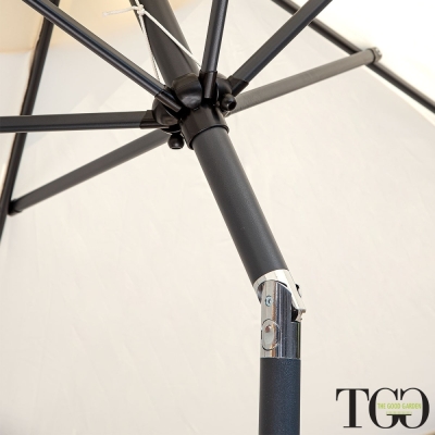 Set tavolo da picnic in legno Happytime 35 mm 180x150x70 cm + Ombrellone 3x3 Amalfi con base