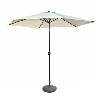 Set tavolo da picnic in legno Happytime 35 mm 180x150x70 cm + Ombrellone 3x3 Amalfi con base