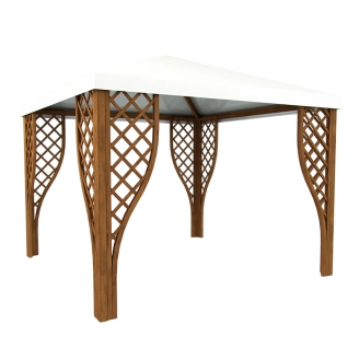 Shelter - Gazebo da Giardino 3x3 in Legno Colore Noce con Grigliati e Copertura Antigrandine