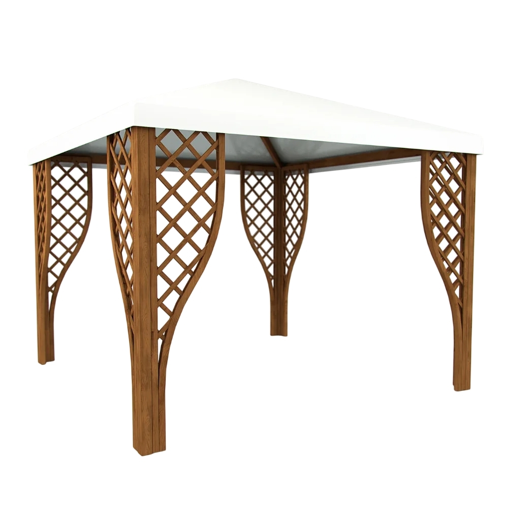 Shelter - Gazebo da Giardino 3x3 in Legno Colore Noce con Grigliati e Copertura Antigrandine